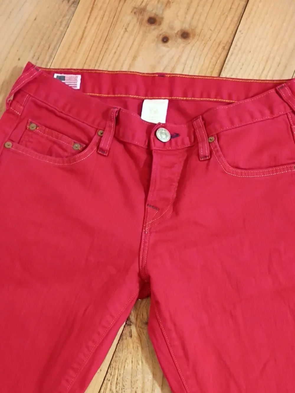 True Religion Rocco Red Denim Slim Straight Jeans Size 29 Inseam 34